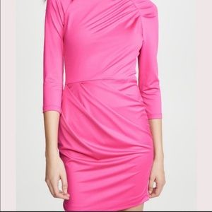 NWOT Black Halo 💕 Hot Fuchsia Pink Bubblegum Barbie Ruched Sheath Midi Dress